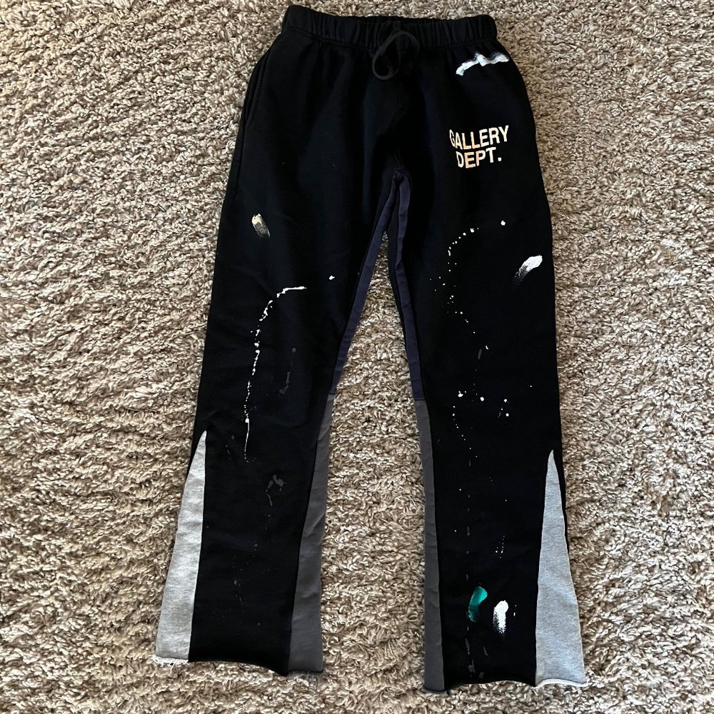 Gallery Dept Paint Splatter Pants, Black, Size XL